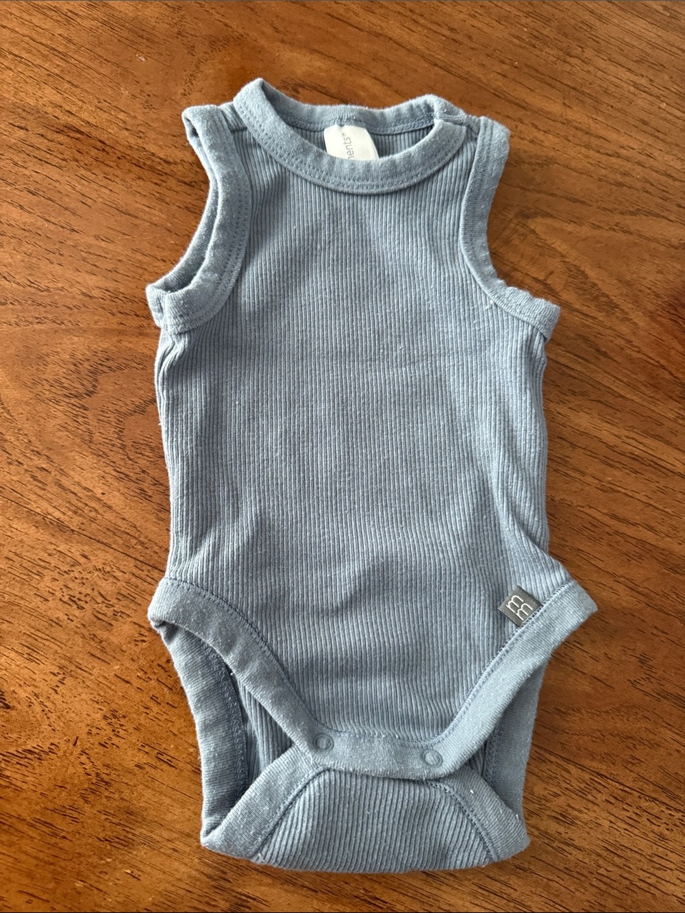 Ribbed Slate Blue Tank One-Piece Bodysuit for Kids